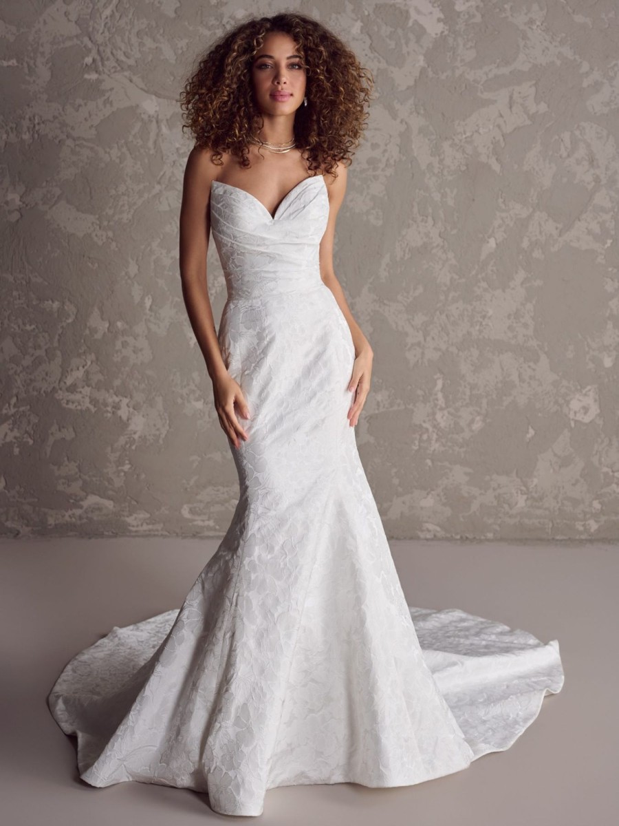 Dresses Kleinfeld Bridal Fit And Flare | Strapless Jacquard Fit-And-Flare Gown