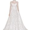 Dresses Kleinfeld Bridal Lace | Long Sleeve High-Neck Lace Ballgown Wedding Dress