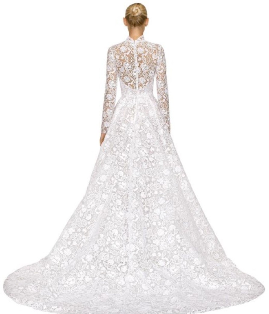 Dresses Kleinfeld Bridal Lace | Long Sleeve High-Neck Lace Ballgown Wedding Dress