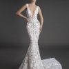 Dresses Kleinfeld Bridal Kleinfeld Exclusives | Sleeveless Plunging V-Neckline Lace Sheath Wedding Dress