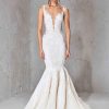 Dresses Kleinfeld Bridal Mermaid | Sleeveless Mermaid Wedding Dress With Deep V-Neckline And Open Back