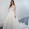 Dresses Kleinfeld Bridal Long Sleeves | Long Sleeve A-Line Wedding Dress With 3D Floral Embroidery