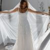 Dresses Kleinfeld Bridal A-Line | Sleeveless A-Line Wedding Dress With Floral Embroidered Tulle