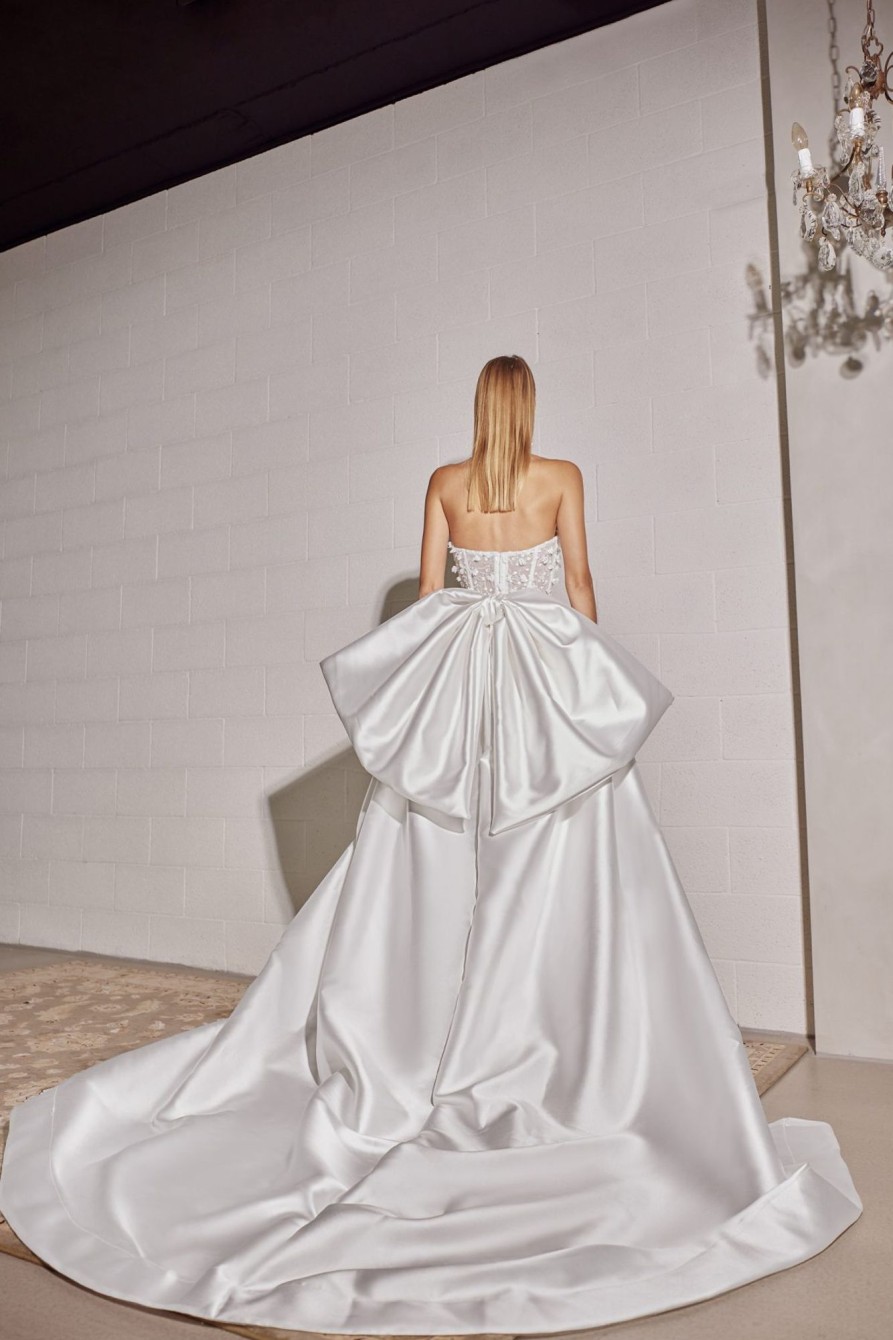 Dresses Kleinfeld Bridal New Wedding Dresses | Dramatic Satin Overskirt With Bow