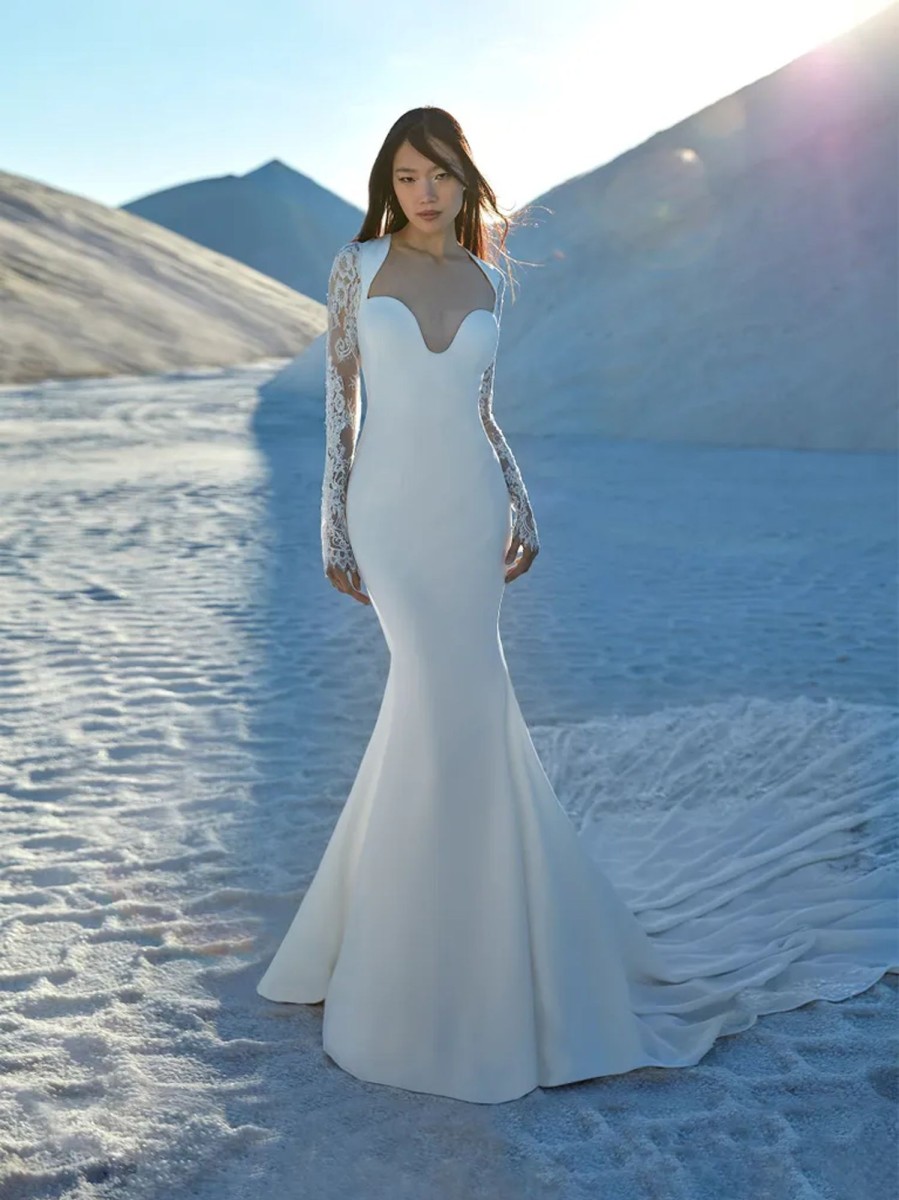 Dresses Kleinfeld Bridal Sexy | Illusion Long Sleeve Fit-And-Flare Gown