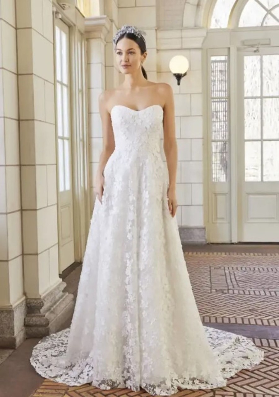 Dresses Kleinfeld Bridal A-Line | Strapless A-Line Wedding Dress With 3D Floral Lace