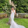 Dresses Kleinfeld Bridal Lace | Sleeveless Fit And Flare Lace Wedding Dress With Deep V-Neckline