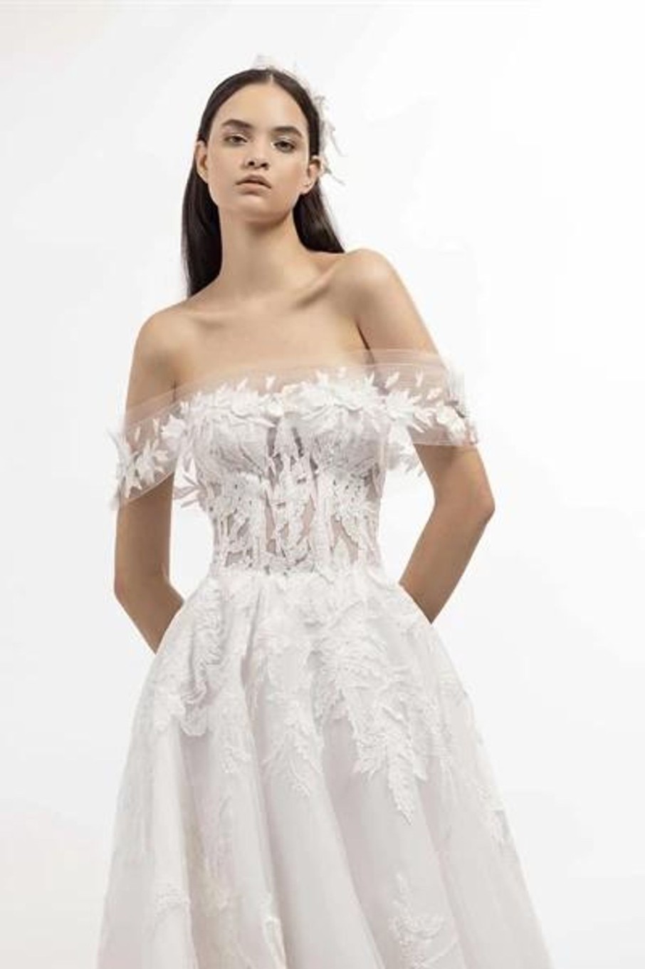 Dresses Kleinfeld Bridal A-Line | Romantic Couture, Off-The-Shoulder Corset Gown