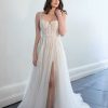 Dresses Kleinfeld Bridal A-Line | Spaghetti Strap A-Line Sparkle Wedding Dress With Tulle Skirt