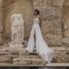 Dresses Kleinfeld Bridal Kleinfeld Exclusives | Lace A-Line Wedding Dress With Front Slit And Open Back