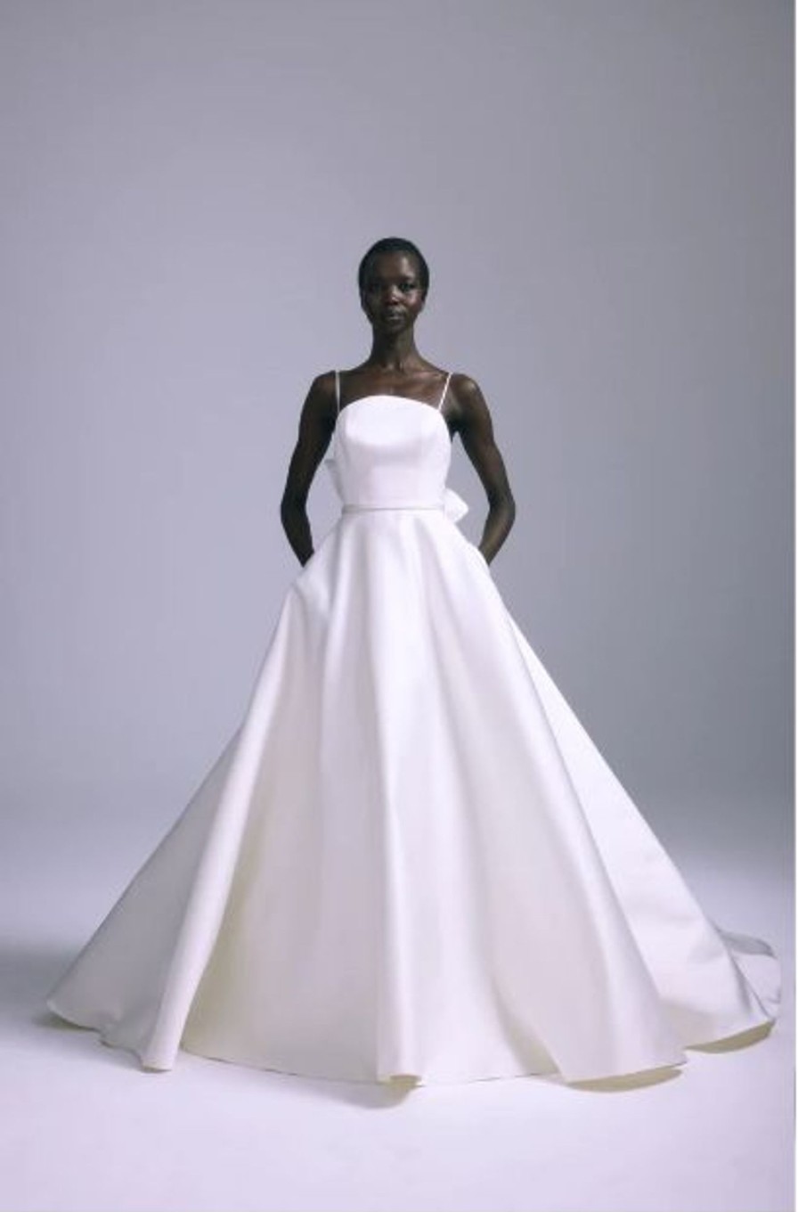 Dresses Kleinfeld Bridal Ball Gown | Chic And Modern Satin Ball Gown With Rosette Detail