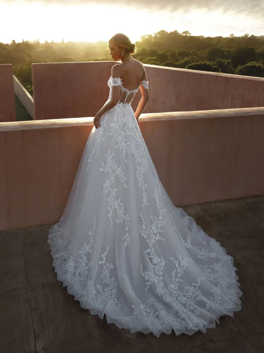 Dresses Kleinfeld Bridal Lace | Romantic Off-The-Shoulder A-Line Gown