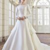 Dresses Kleinfeld Bridal A-Line | Modest And Sophisticated Modified A-Line Gown With Blue Bows