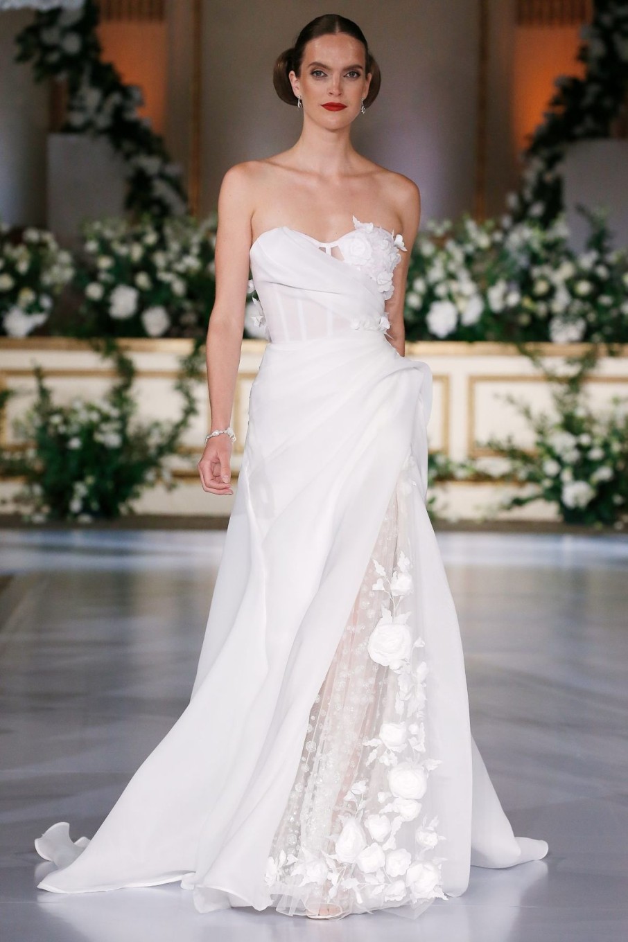 Dresses Kleinfeld Bridal A-Line | Romantic Organdy And Floral A-Line Gown