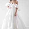 Dresses Kleinfeld Bridal Ball Gown | Simple Puff Sleeve Ball Gown With Pockets