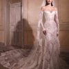 Dresses Kleinfeld Bridal Sexy | Off The Shoulder Lace Long Sleeve Fit And Flare Wedding Dress