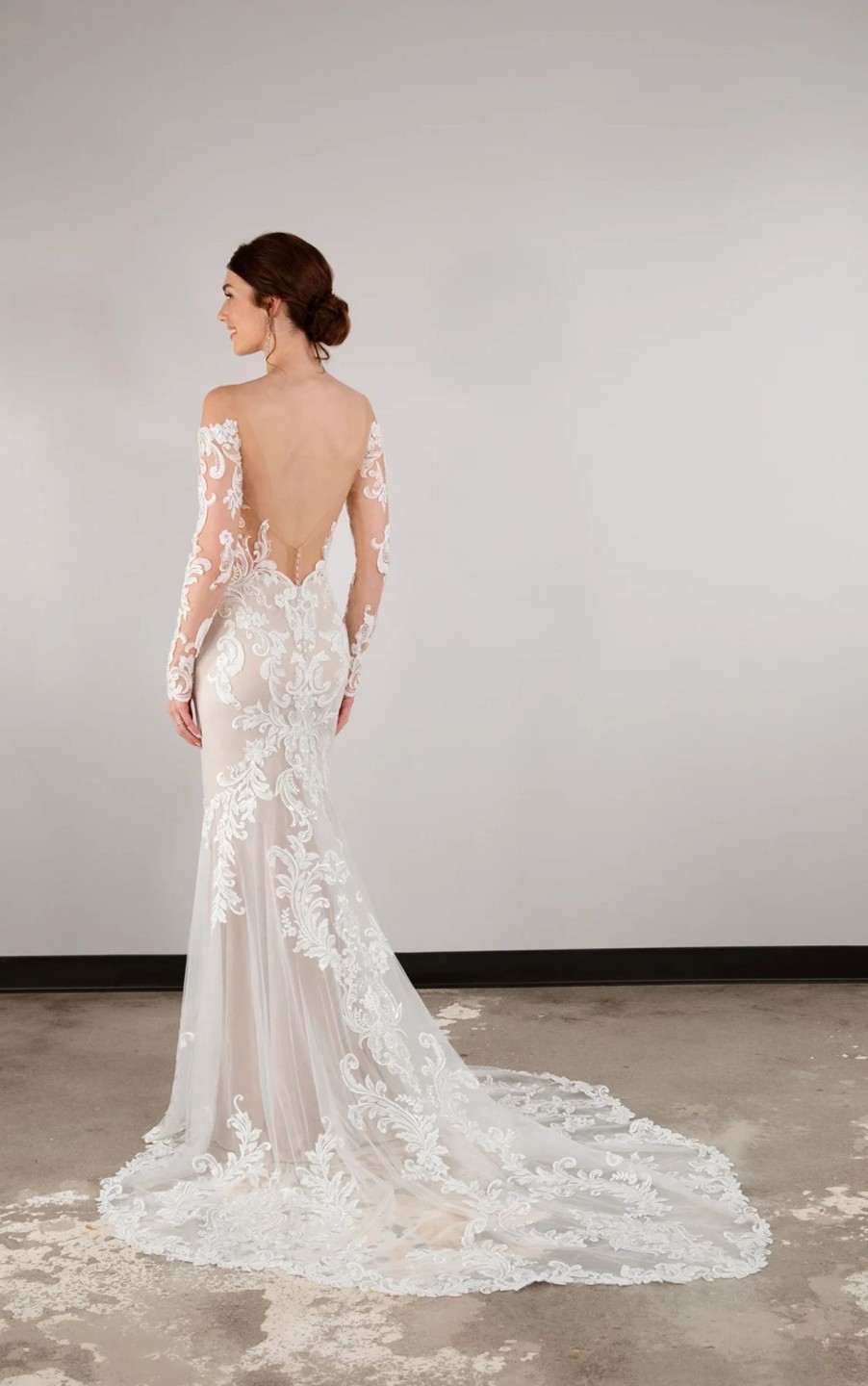 Dresses Kleinfeld Bridal Lace | Long Sleeve Floral Fit-And-Flare Gown