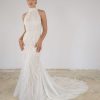 Dresses Kleinfeld Bridal Lace | High-Neck Lace Sheath Gown