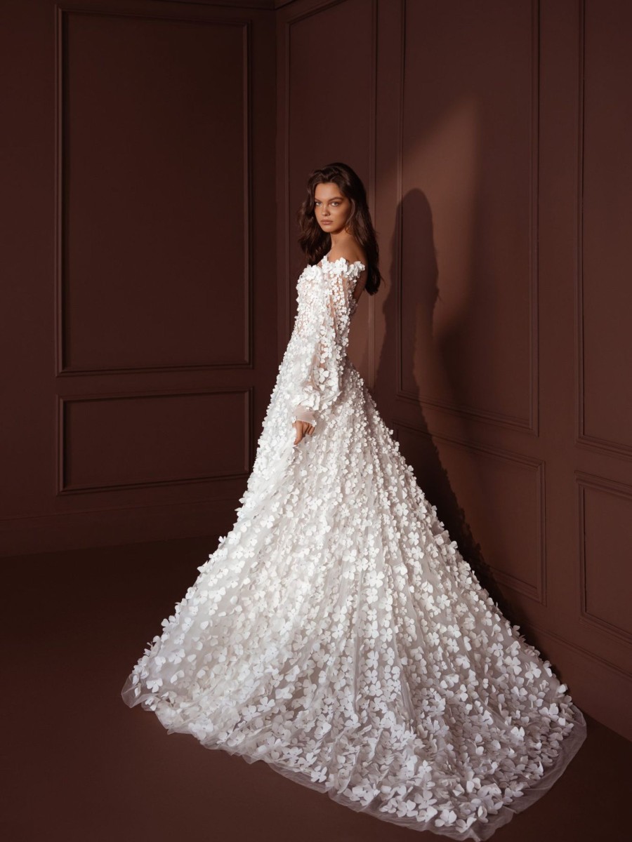 Dresses Kleinfeld Bridal A-Line | Laser Cut Flower A-Line Gown