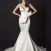 Dresses Kleinfeld Bridal Kleinfeld Exclusives | Spaghetti Strap Satin Mermaid Wedding Dress With Bow At Waist