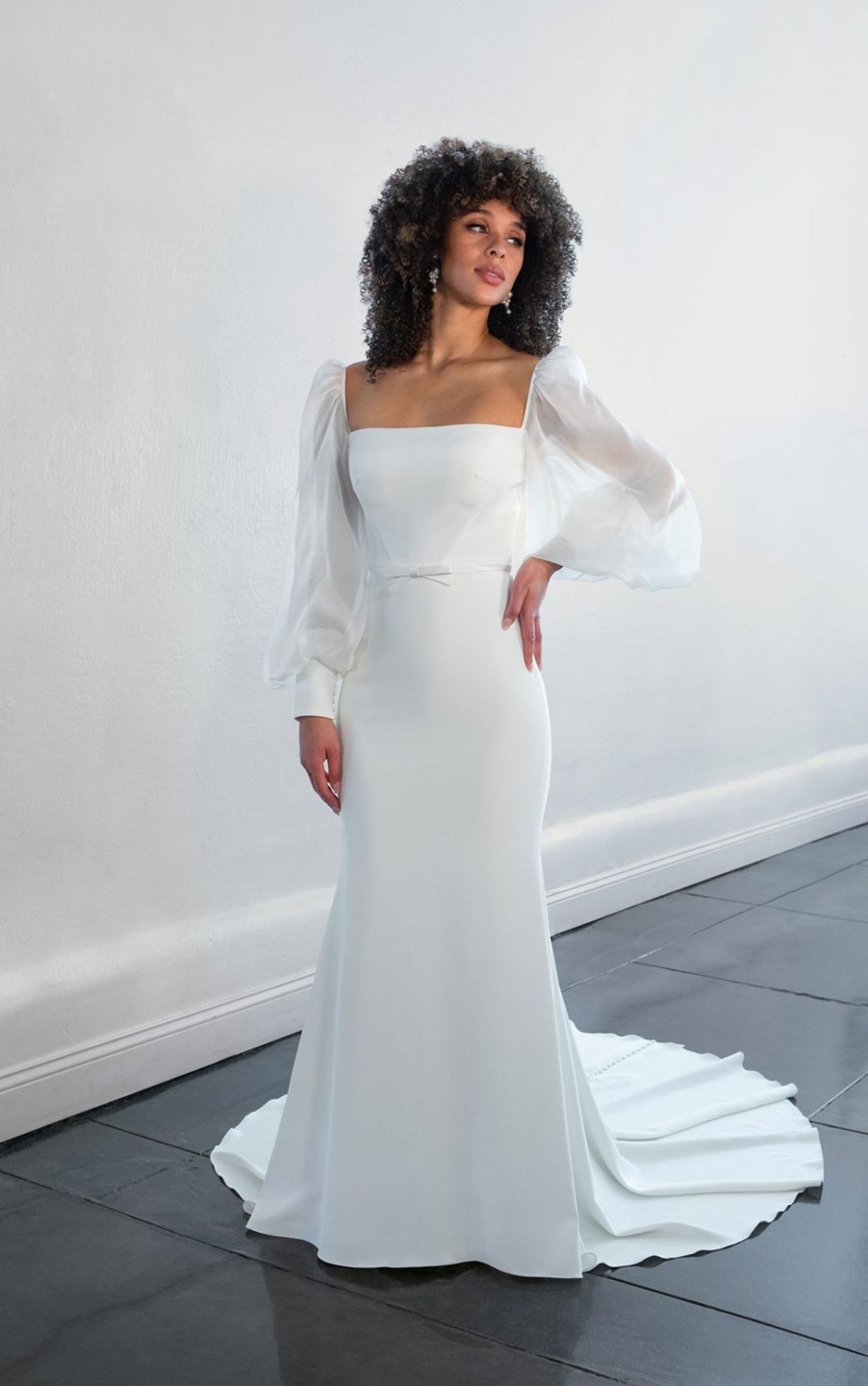 Dresses Kleinfeld Bridal Sheath | Strapless Sheath Wedding Dress With Straight Neckline And Detachable Long Sleeves