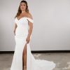 Dresses Kleinfeld Bridal New Wedding Dresses | Simple Off-The-Shoulder Sheath Gown With Slit