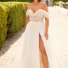 Dresses Kleinfeld Bridal Plus Size Wedding Dresses | A-Line Wedding Dress With Lace Bodice And Detachable Off The Shoulder Sleeves