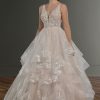 Dresses Kleinfeld Bridal Plus Size Wedding Dresses | Sleeveless V-Neck Ball Gown Wedding Dress With Layered Skirt