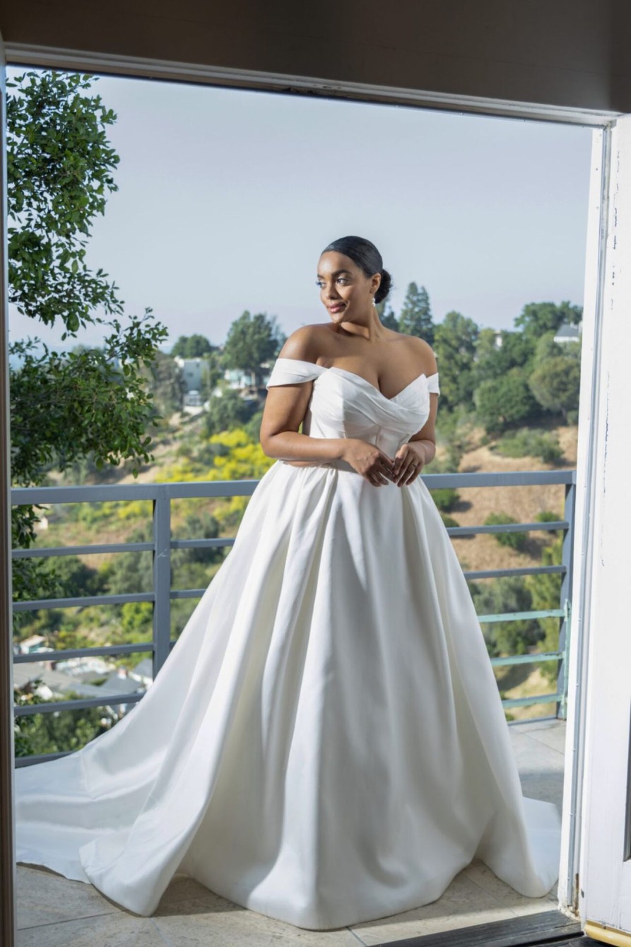 Dresses Kleinfeld Bridal Plus Size Wedding Dresses | Detachable Off The Shoulder Ball Gown Wedding Dress With Corset Bodice