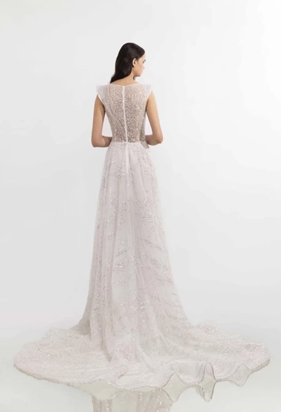 Dresses Kleinfeld Bridal Kleinfeld Exclusives | High Neck Shimmer A-Line Wedding Dress