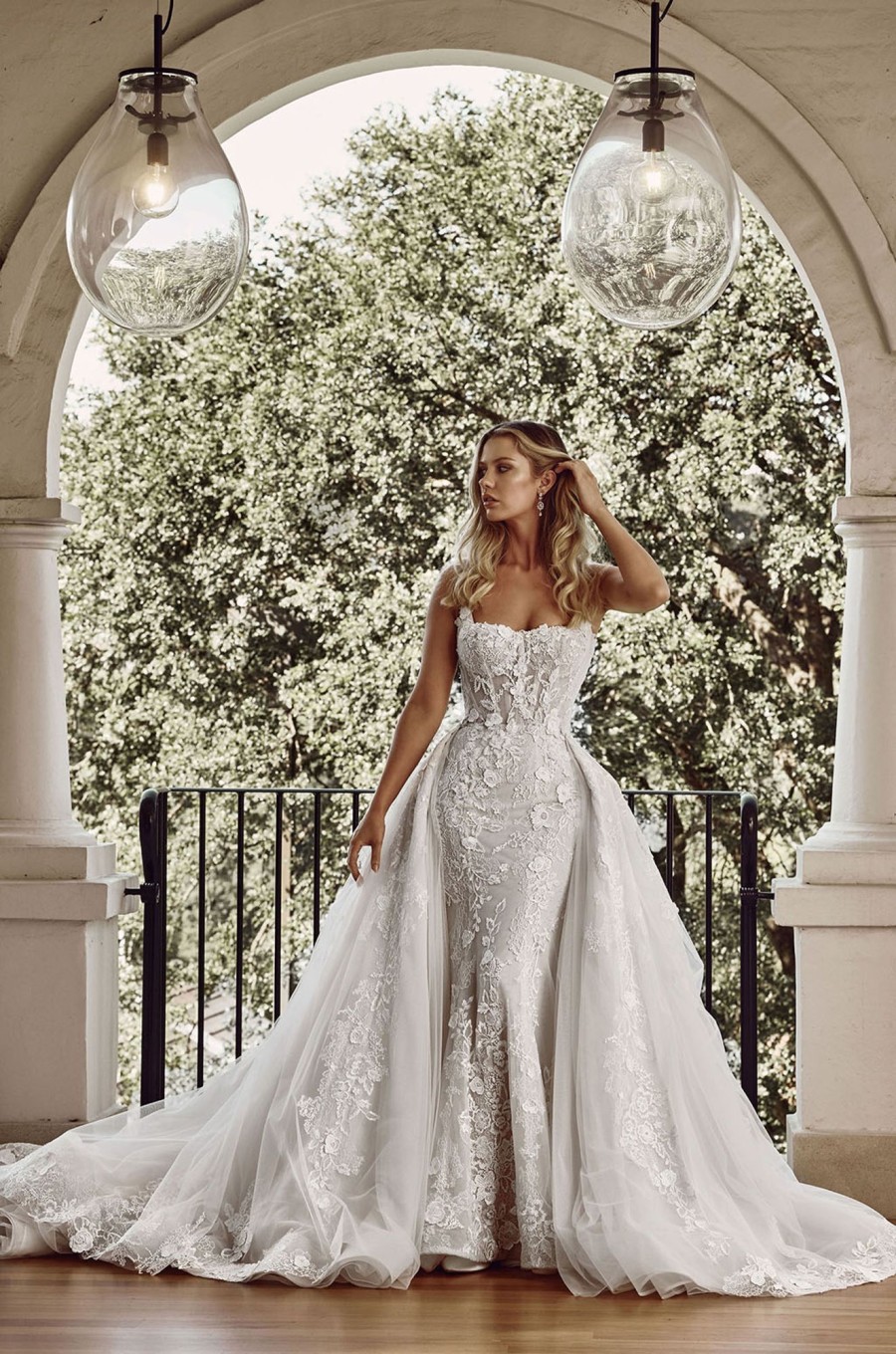 Dresses Kleinfeld Bridal Fit And Flare | Dramatic Detachable Overskirt