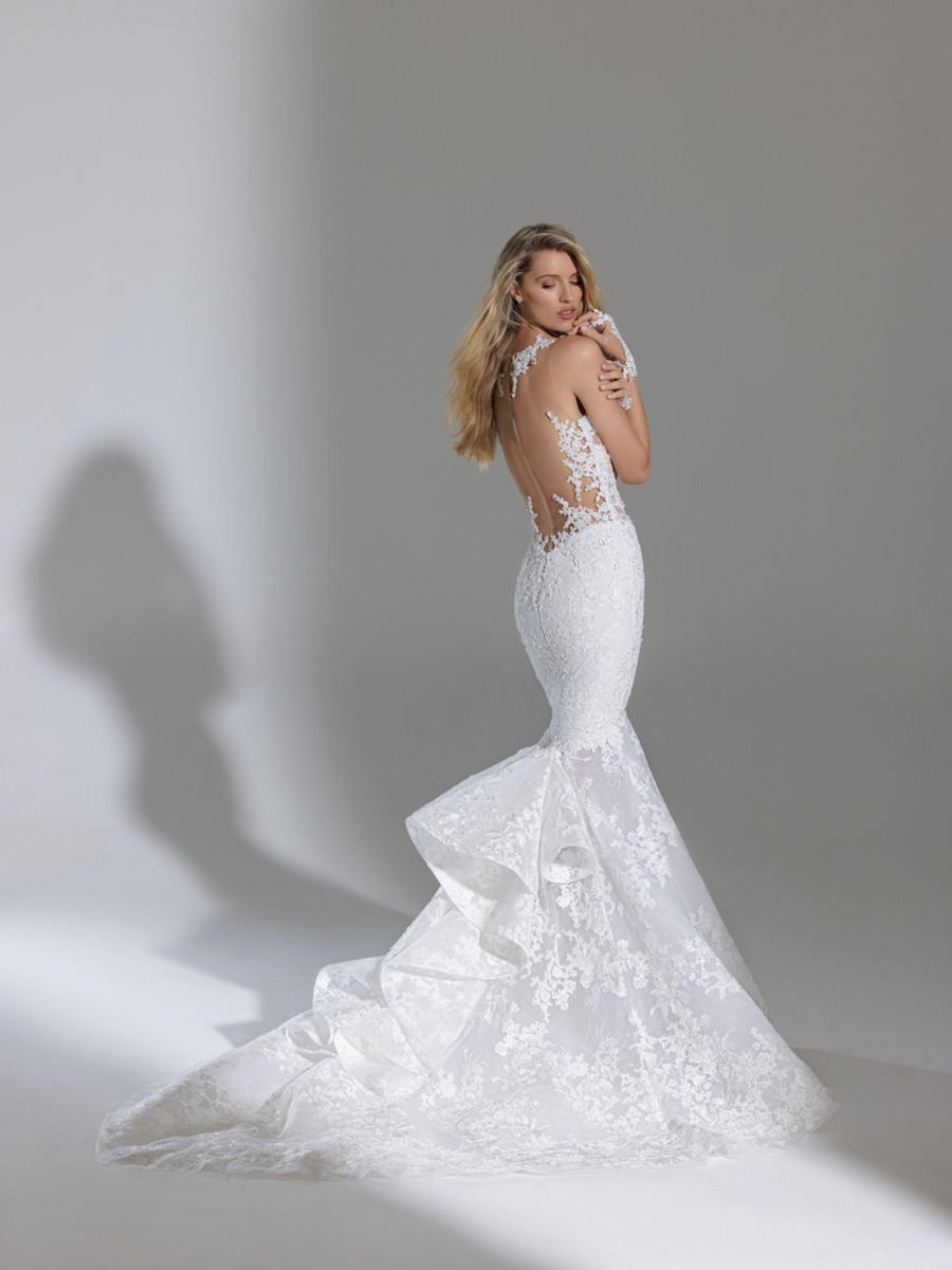 Dresses Kleinfeld Bridal Mermaid | Sleeveless V-Neckline Lace Mermaid Wedding Dress