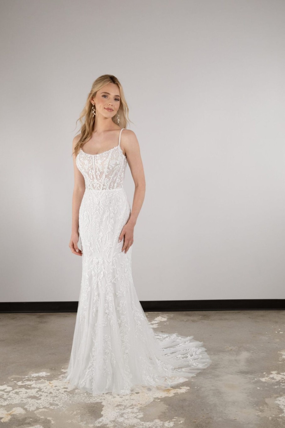 Dresses Kleinfeld Bridal Fit And Flare | Beaded Lace Fit-And-Flare Gown With Corset Bodice