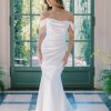 Dresses Kleinfeld Bridal Fit And Flare | Off The Shoulder Draped Fit And Flare Wedding Dress