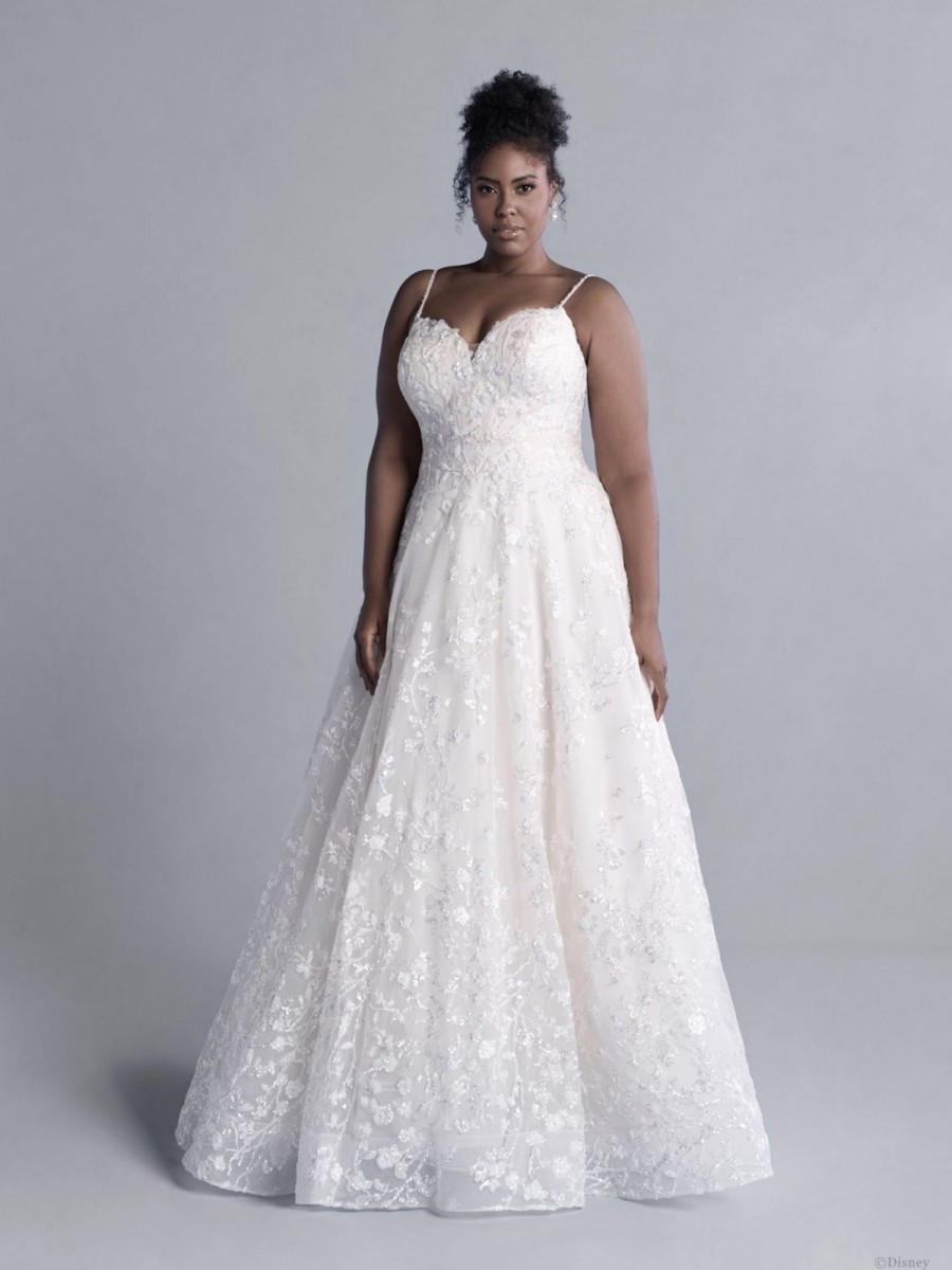 Dresses Kleinfeld Bridal Plus Size Wedding Dresses | Spaghetti Strap Floral Beaded And Embroidered Ball Gown Wedding Dress With Sparkle Sequins