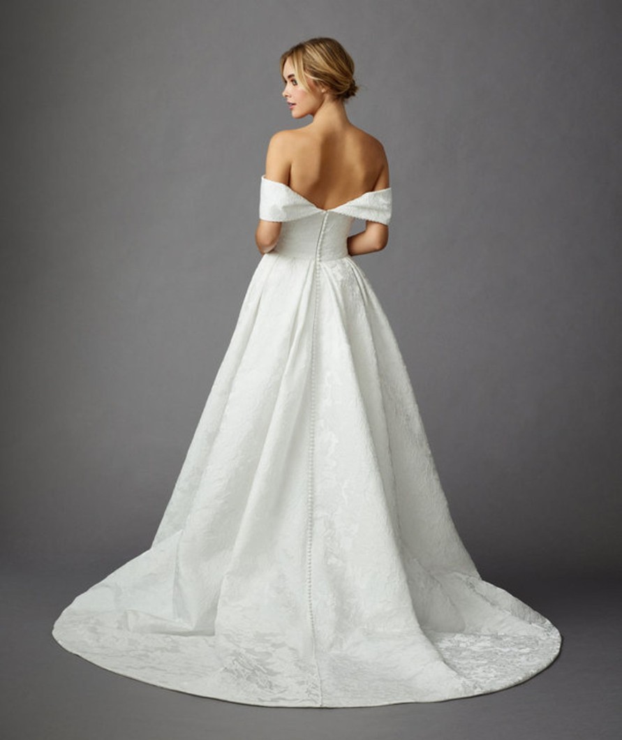 Dresses Kleinfeld Bridal Ball Gown | Jacquard Off-The-Shoulder Ball Gown With Slit