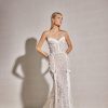 Dresses Kleinfeld Bridal Fit And Flare | Bow-Adorned Floral Fit-And-Flare Gown With Detachable Overskirt