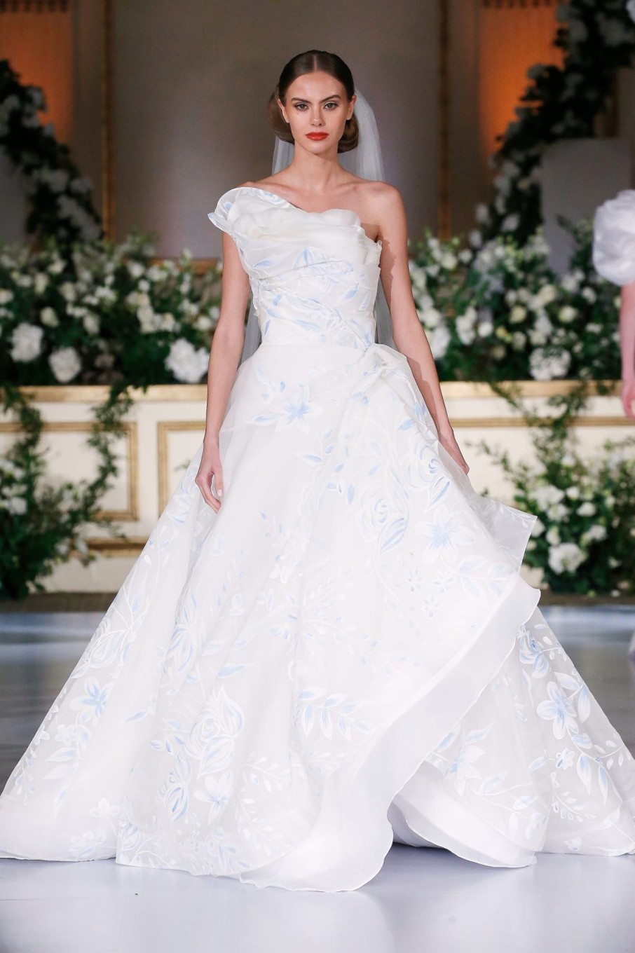 Dresses Kleinfeld Bridal Ball Gown | Hand-Painted Blue Organza Ball Gown