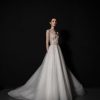 Dresses Kleinfeld Bridal Kleinfeld Exclusives | Short Sleeve A-Line Wedding Dress With Embellished Bodice And Tulle Skirt With Sparkle Detailing