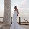 Dresses Kleinfeld Bridal Fit And Flare | Off The Shoulder Fit And Flare Wedding Dress With Open Back