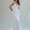 Dresses Kleinfeld Bridal Sexy | Strapless V-Neck Fit And Flare Wedding Dress With Draped Bodice