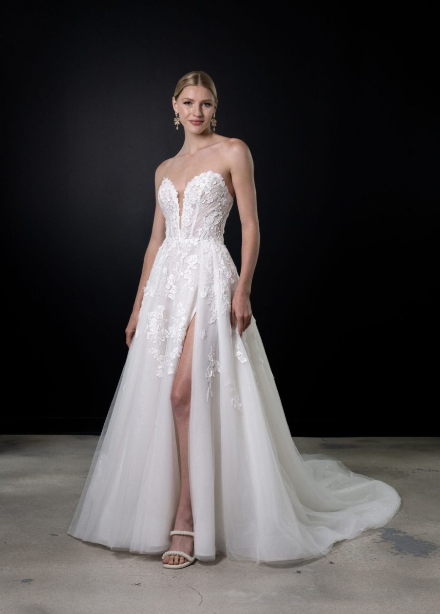 Dresses Kleinfeld Bridal A-Line | Romantic Tulle A-Line Gown With Slit