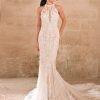 Dresses Kleinfeld Bridal Kleinfeld Exclusives | Beaded Sheath Wedding Dress With Halter Neckline And Open Back