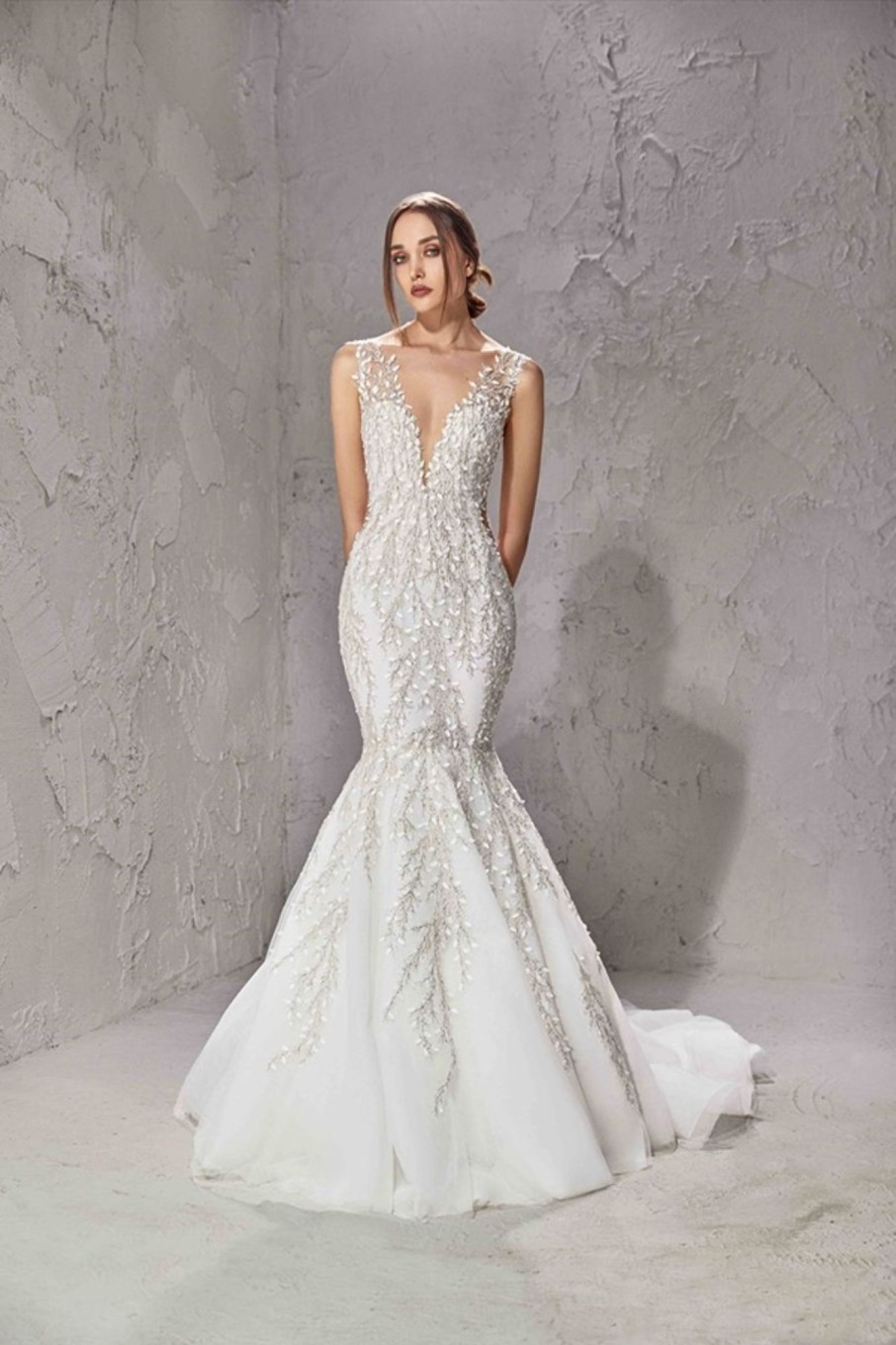 Dresses Kleinfeld Bridal Mermaid | Mermaid Wedding Dress With Embroidery And Illusion Back