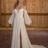 Dresses Kleinfeld Bridal Plus Size Wedding Dresses | Chiffon A-Line Wedding Dress With Detachable Long Sleeves