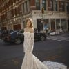 Dresses Kleinfeld Bridal Lace | Lace Off-The-Shoulder Long Sleeve Fit-And-Flare Gown