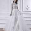 Dresses Kleinfeld Bridal Long Sleeves | Long Sleeve Fit And Flare Wedding Dress With Detachable Overskirt