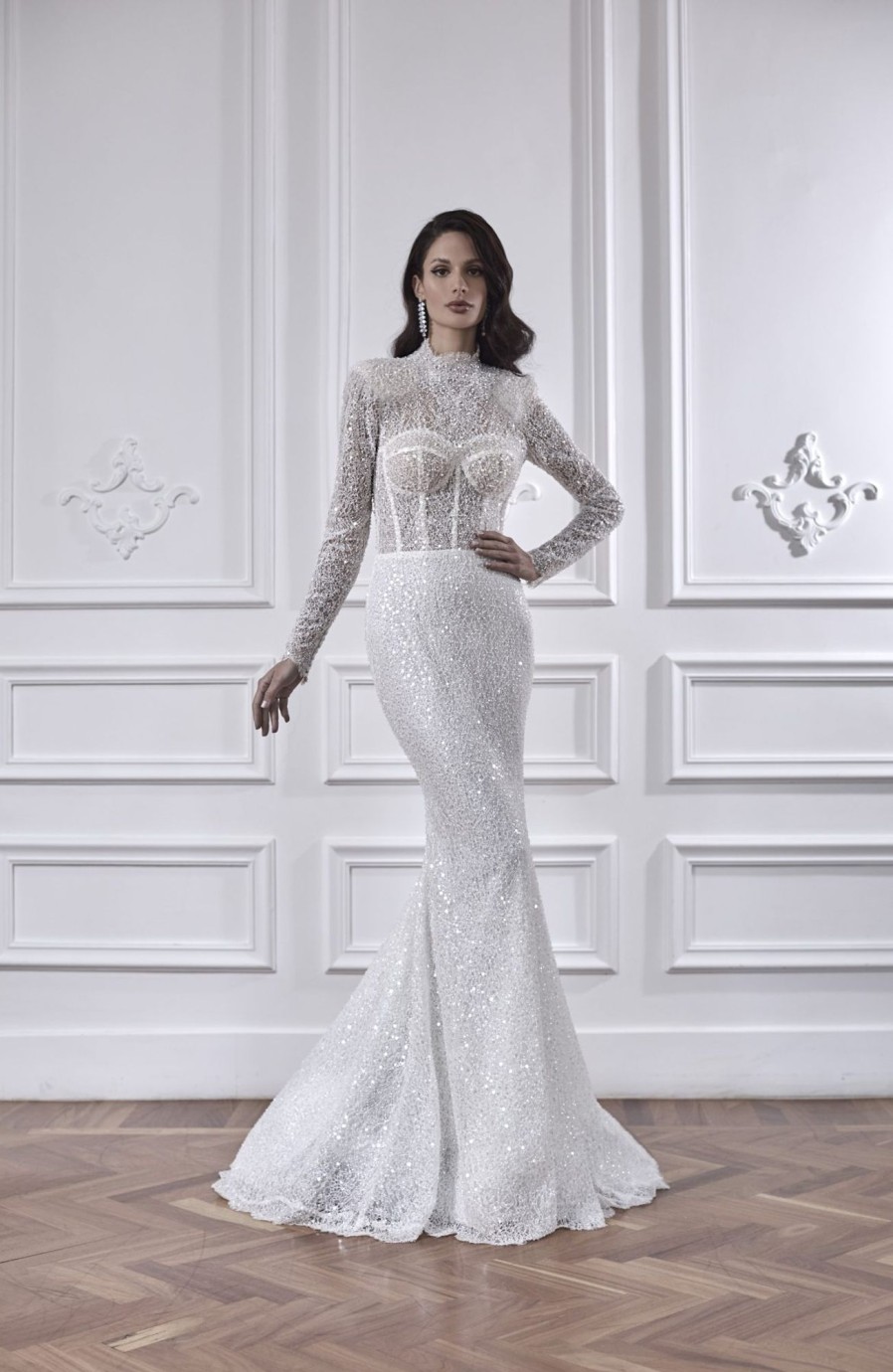 Dresses Kleinfeld Bridal Long Sleeves | Long Sleeve Fit And Flare Wedding Dress With Detachable Overskirt