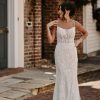 Dresses Kleinfeld Bridal Lace | Beaded Lace Fit-And-Flare Gown With Corset Bodice