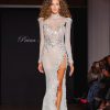 Dresses Kleinfeld Bridal Long Sleeves | Crystal Sheath Gown With Slit